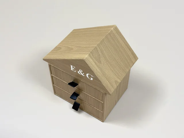 House-shaped drawer box — closed view