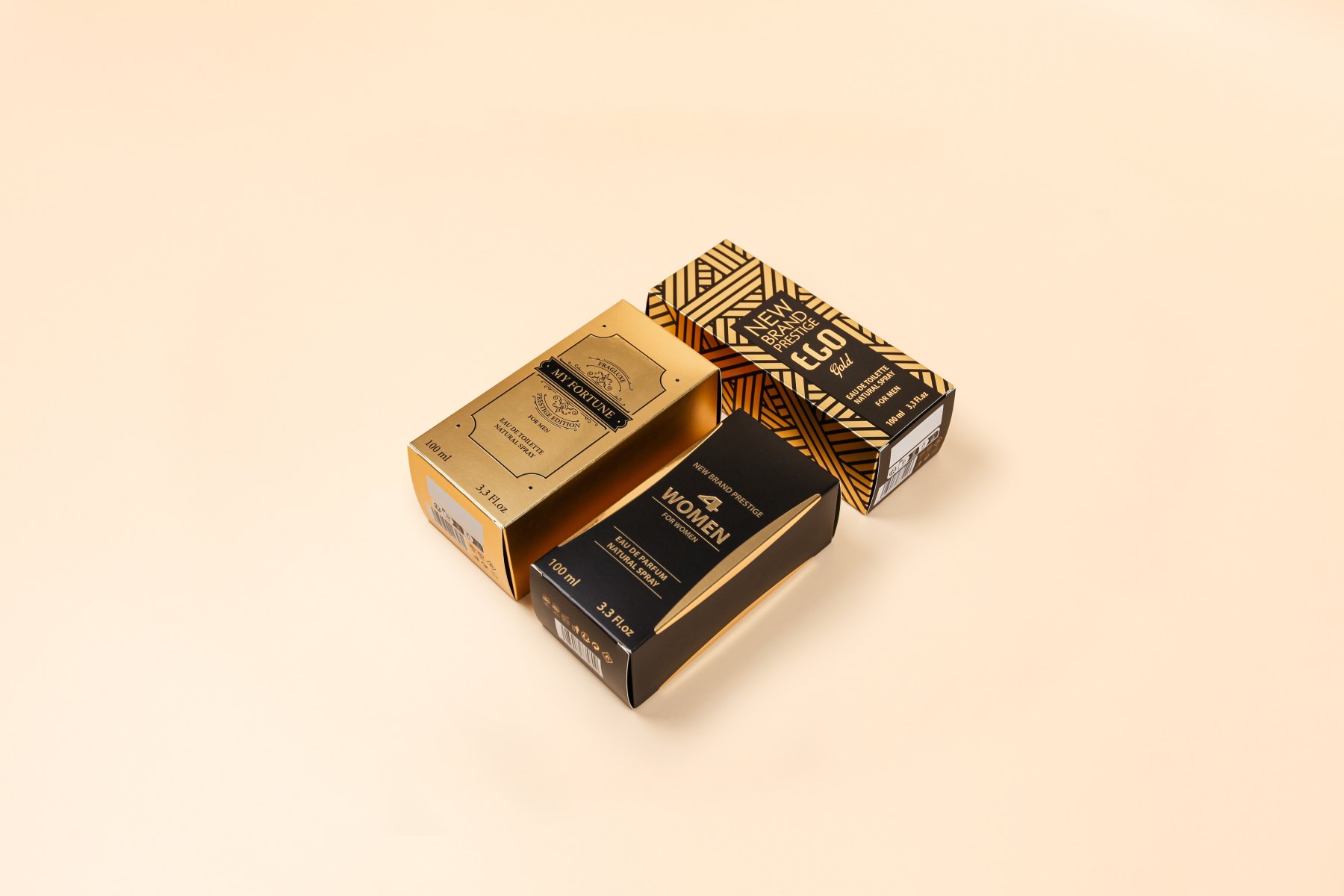Slide box with gold foil pattern